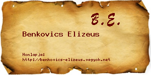 Benkovics Elizeus névjegykártya